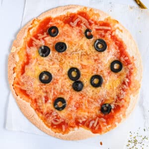 Tortilla pizza shown from top