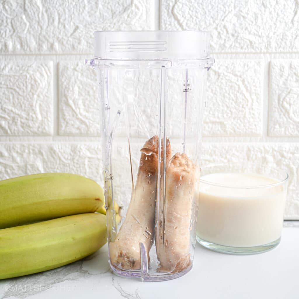 Frozen banana in a bullet blender