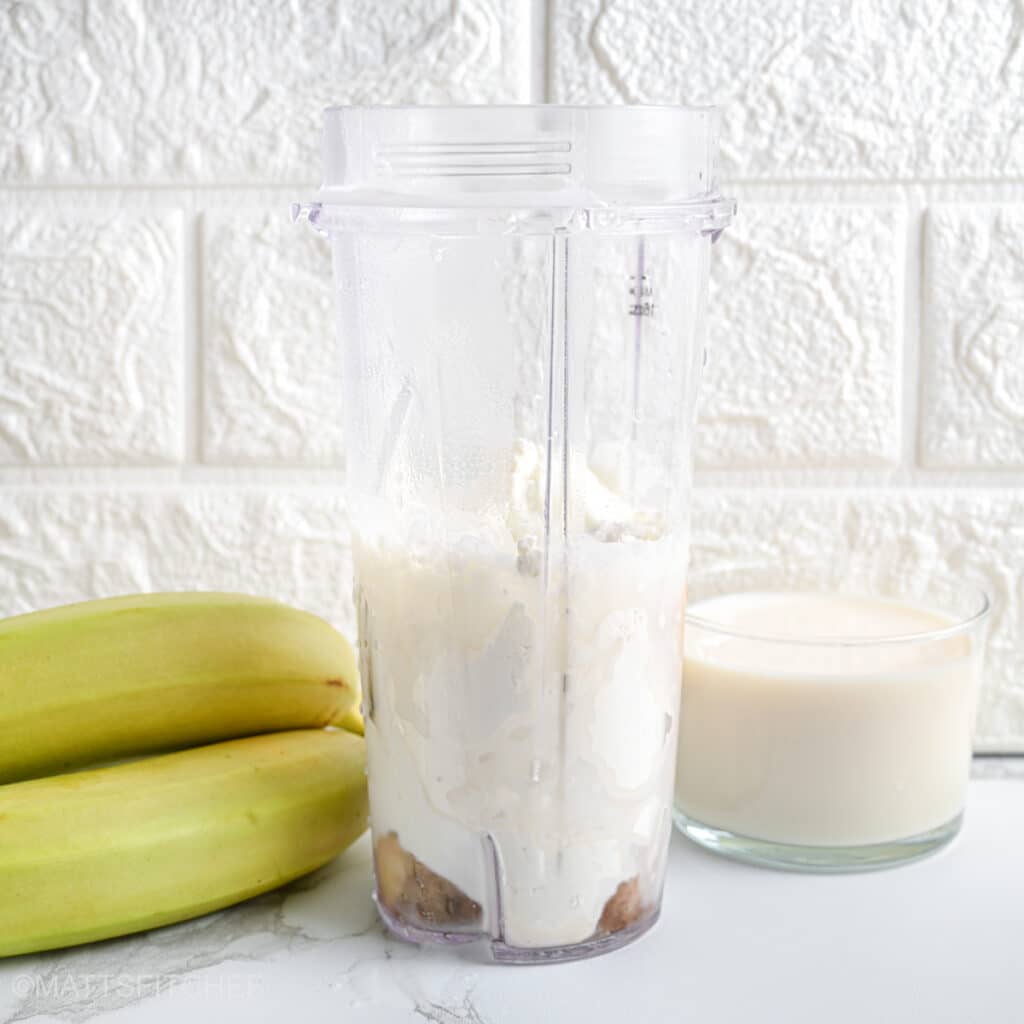 Milk added to vanilla shake ingredients