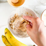 Kneading high protein banana dough with hands, until smooth