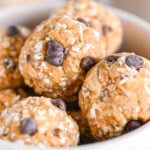 High protein oatmeal ball with chocolate chips and peanut butter