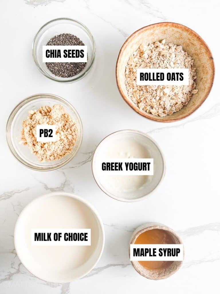 PB2 overnight oats ingredients