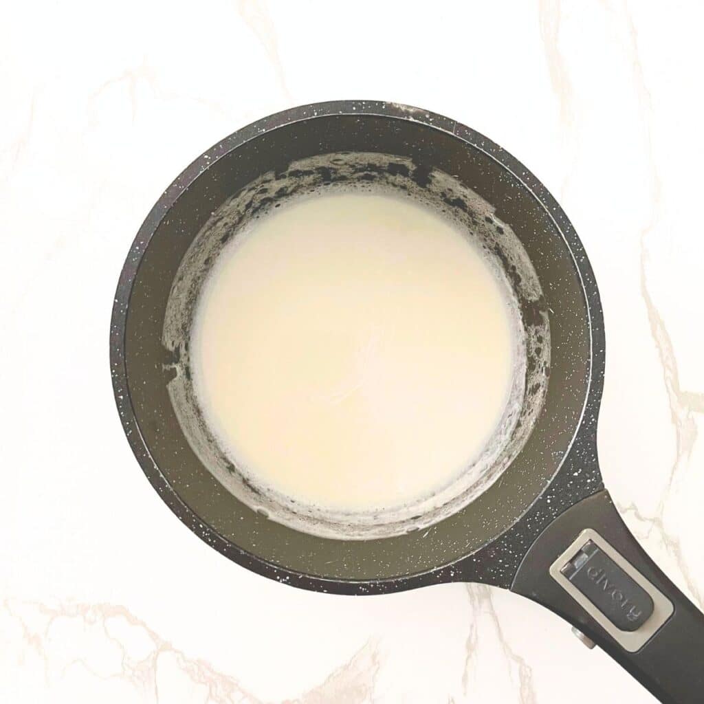 Milk in a saucepan for boiling