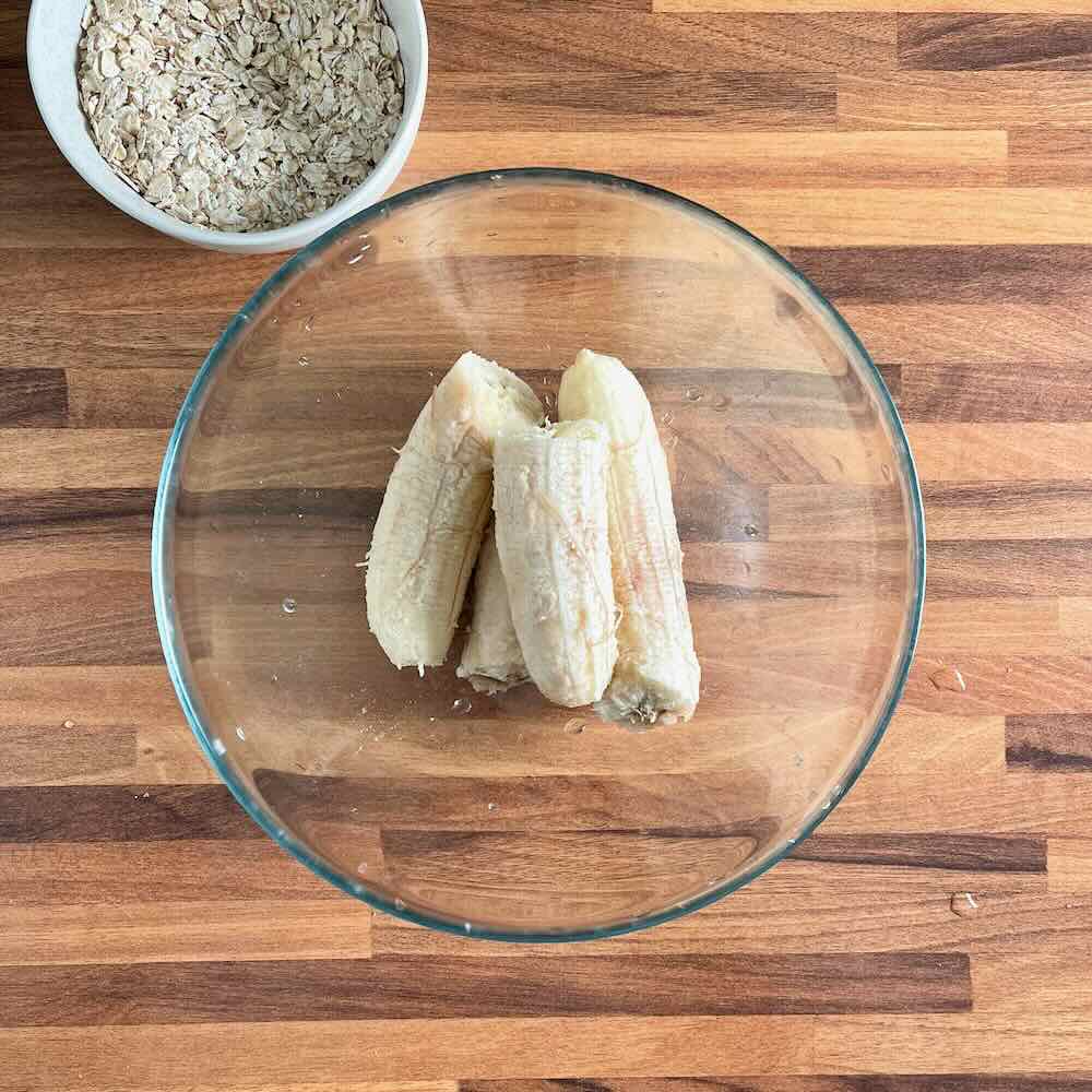 Ripe bananas before mashing