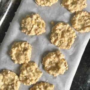Protein banana cookies before baking on baking tray